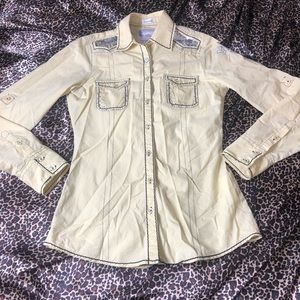 Y2k Bling Long Sleeve Button Up Shirt